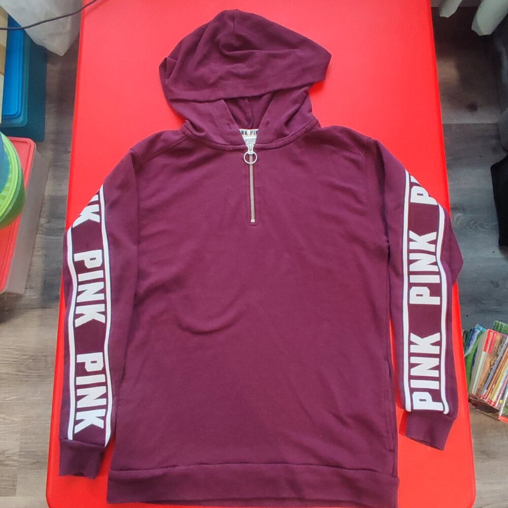 PINK Victoria's Secret  hoodie  1/4 zipper purple women's size XS
